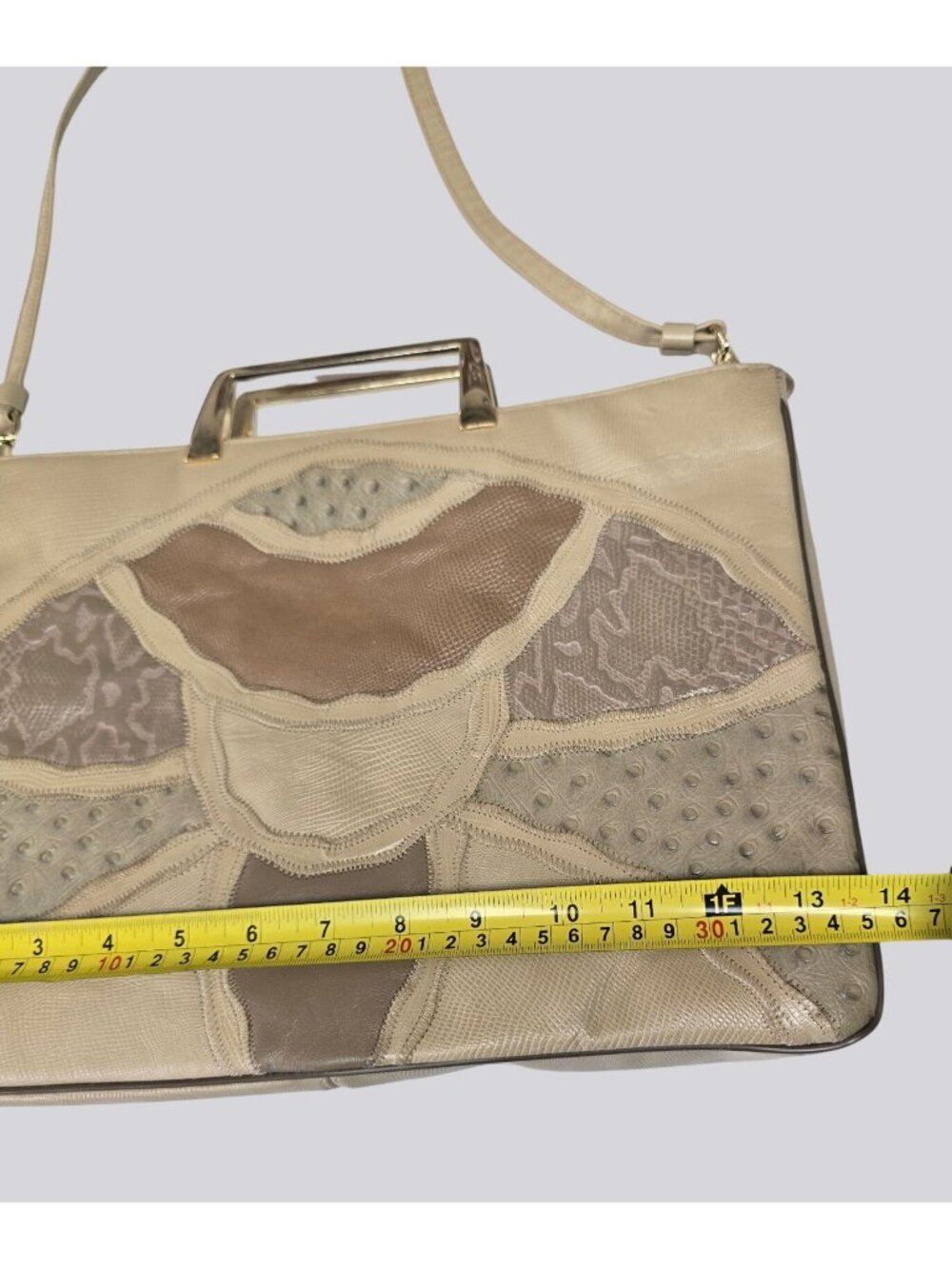 Vintage 60s Original by Caprice Patchwork Vinyl Frame Handbag Purse USA Made - Picture 14 of 16